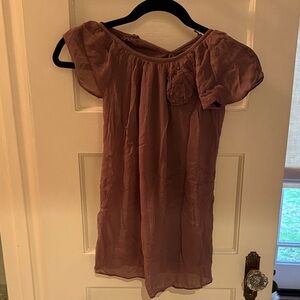 C de C Girl's Size 6-Mauve Short Sleeve Dress with Floral Detail